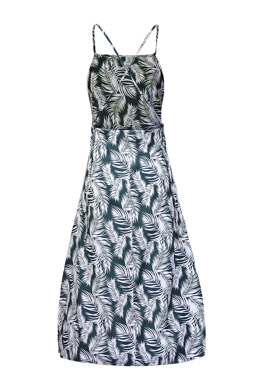 Slit Crisscross Printed Sleeveless Cami Dress - The Goddess Galleries