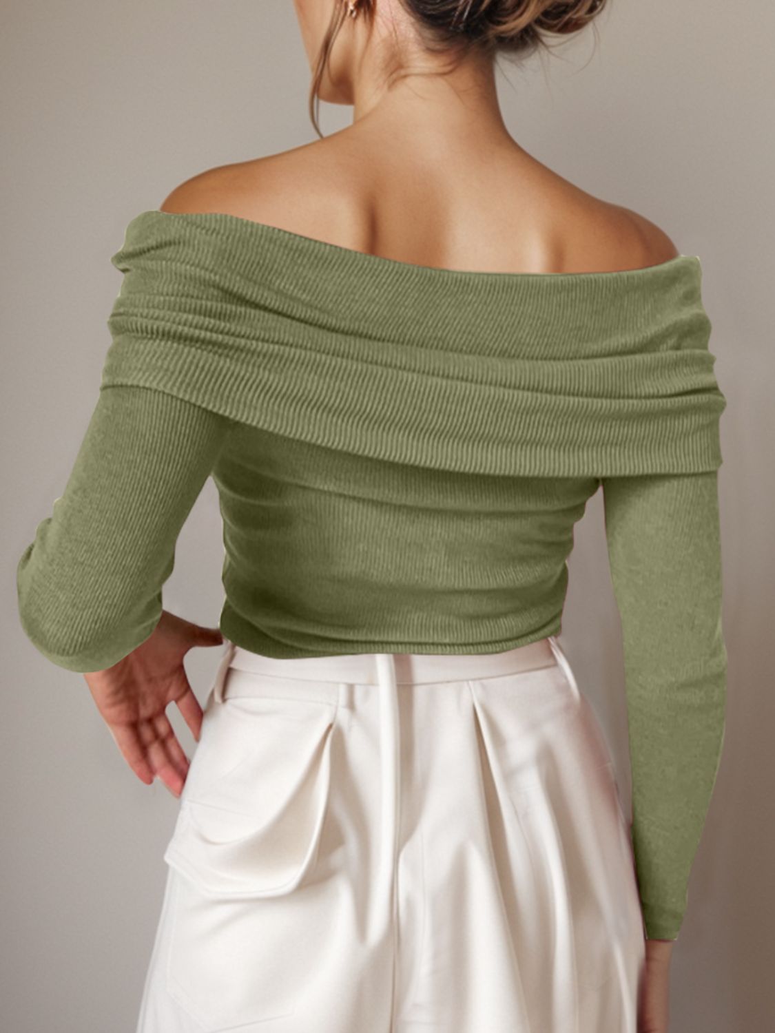 Off-Shoulder Long Sleeve Sweater - The Goddess Galleries
