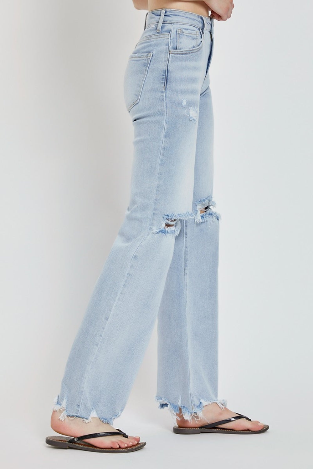 RISEN Full Size High Rise Distressed Wide Leg Jeans - The Goddess Galleries