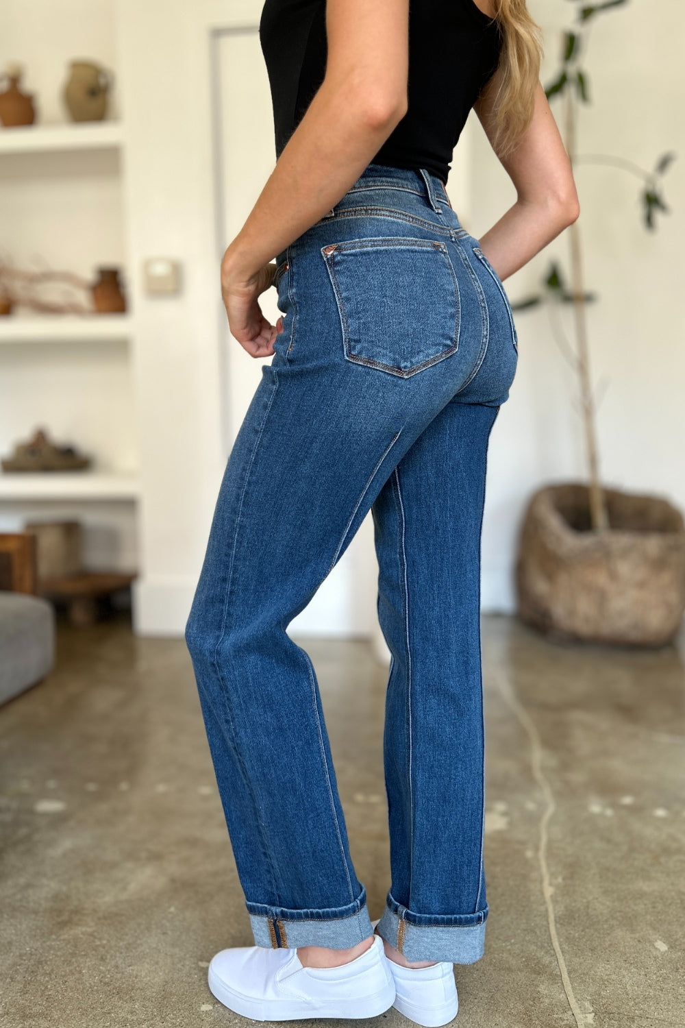 Judy Blue Full Size High Waist Front Seam Detail Straight Jeans - The Goddess Galleries