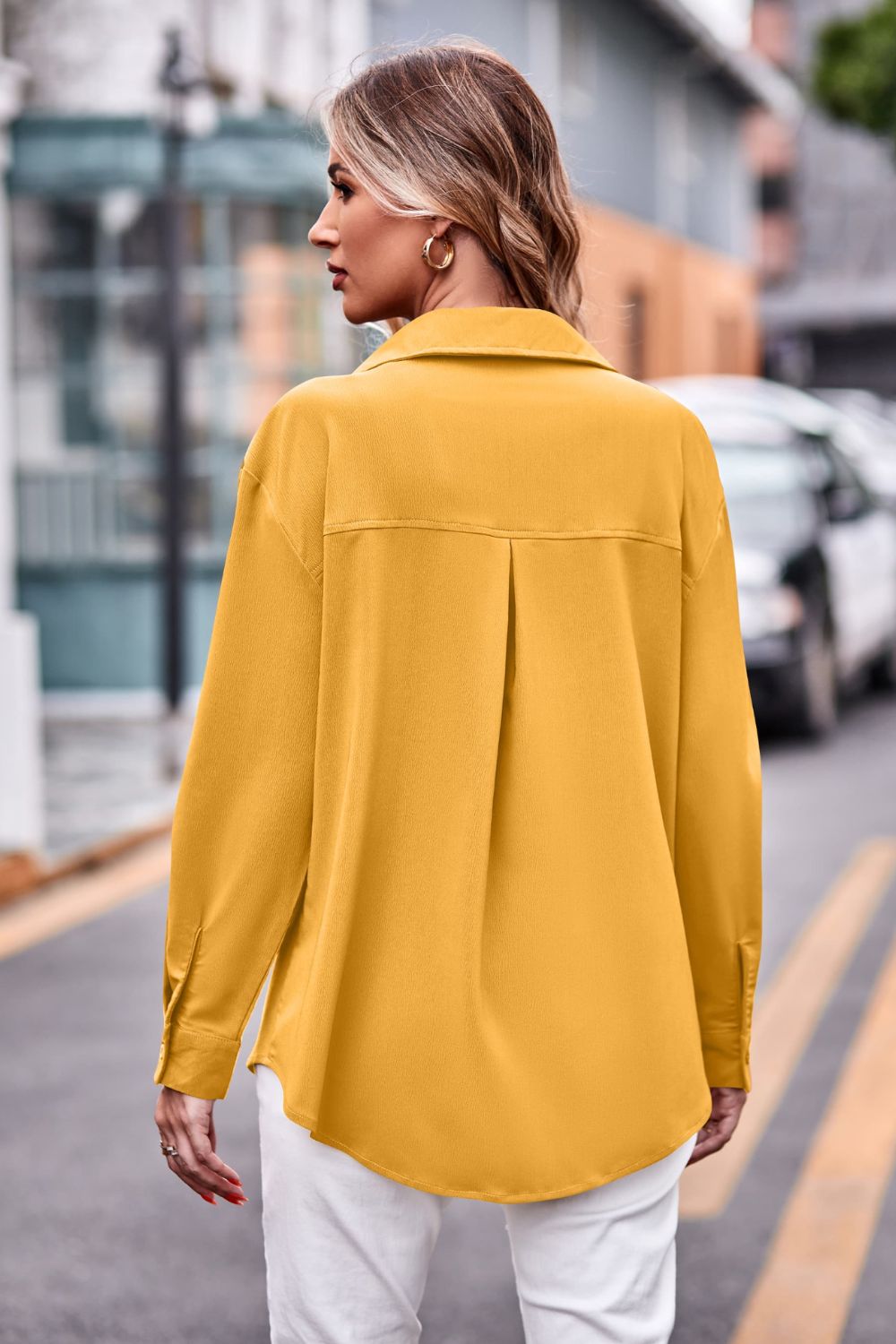 Dropped Shoulder Longline Shirt with Pockets - The Goddess Galleries