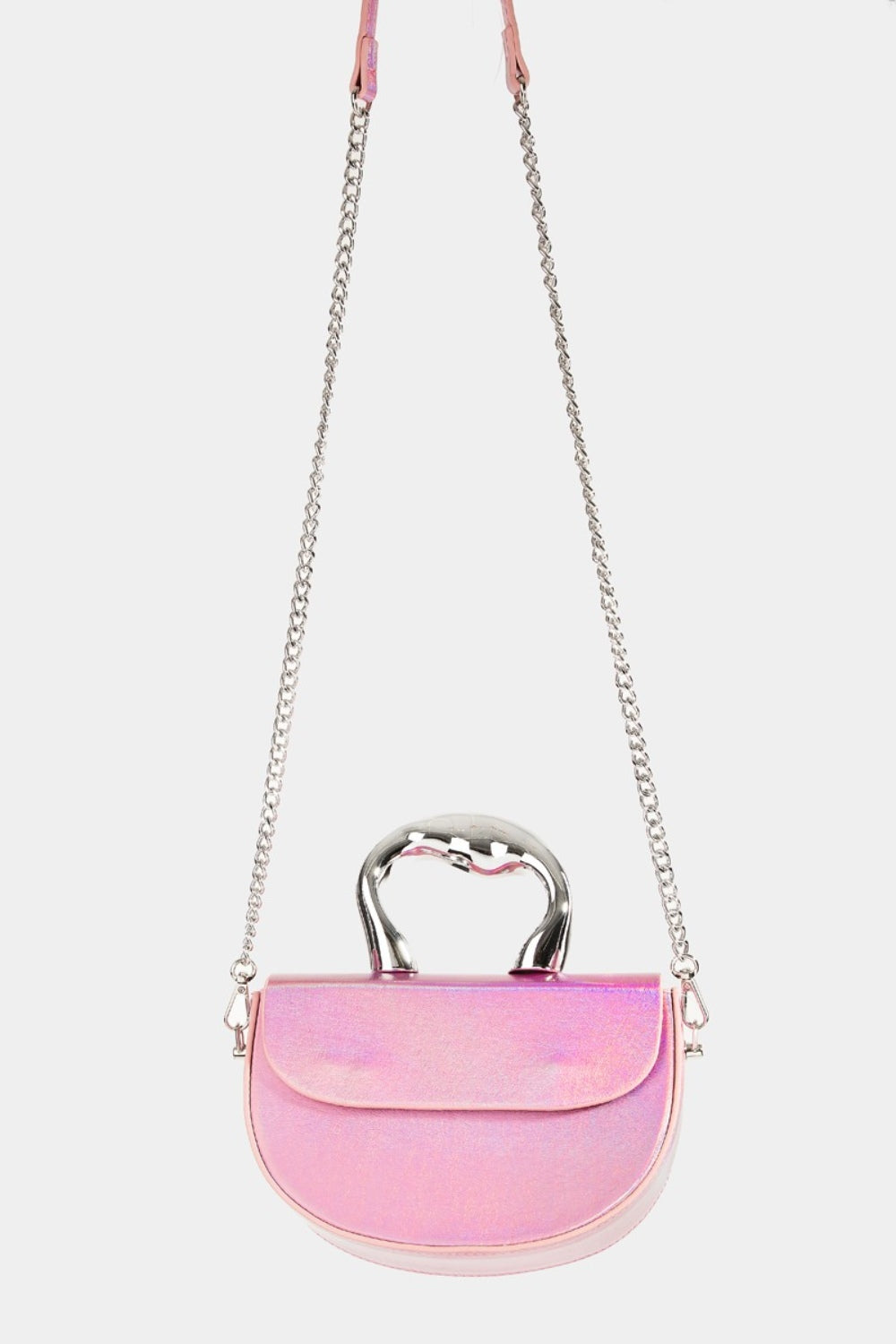 Fame Glossy Semi Circle Top Handle Bag - The Goddess Galleries