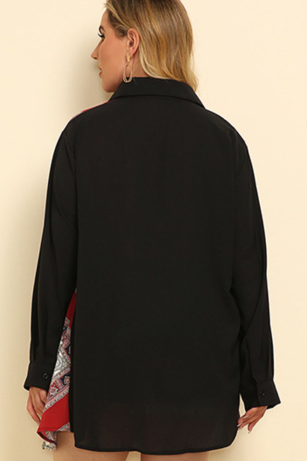 Plus Size Color Block Button Front Shirt - The Goddess Galleries