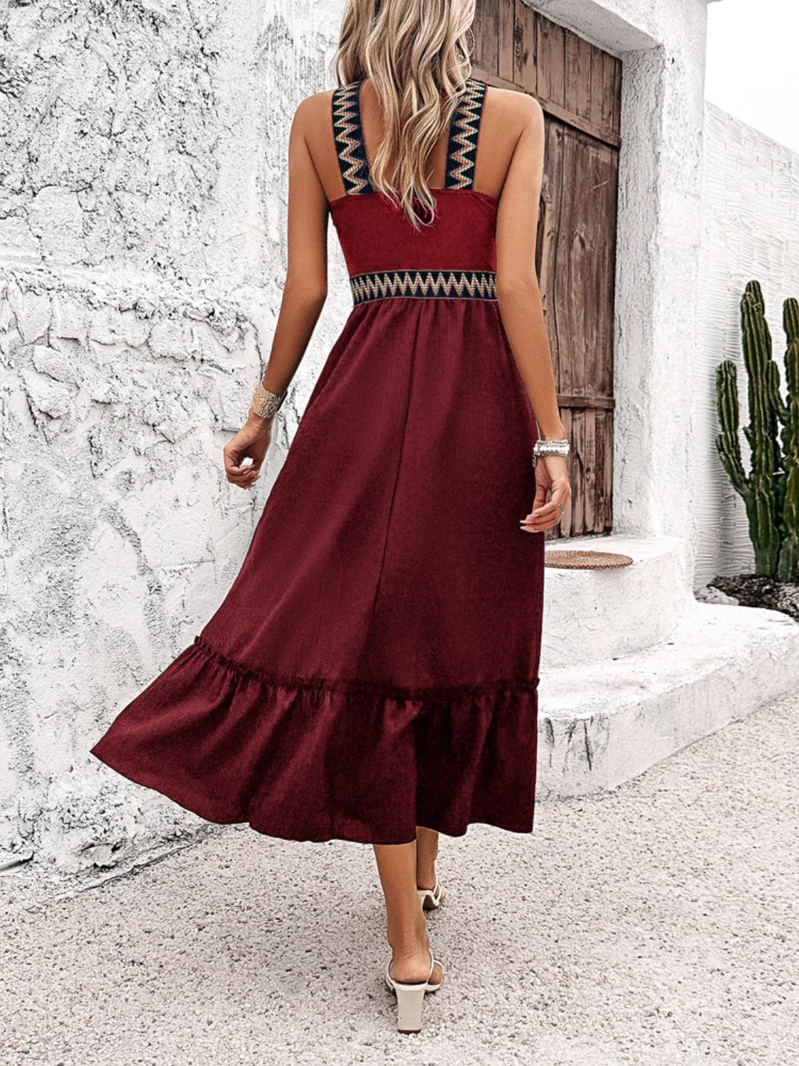 Devine Ruffled Slit Sleeveless Midi Dress - The Goddess Galleries