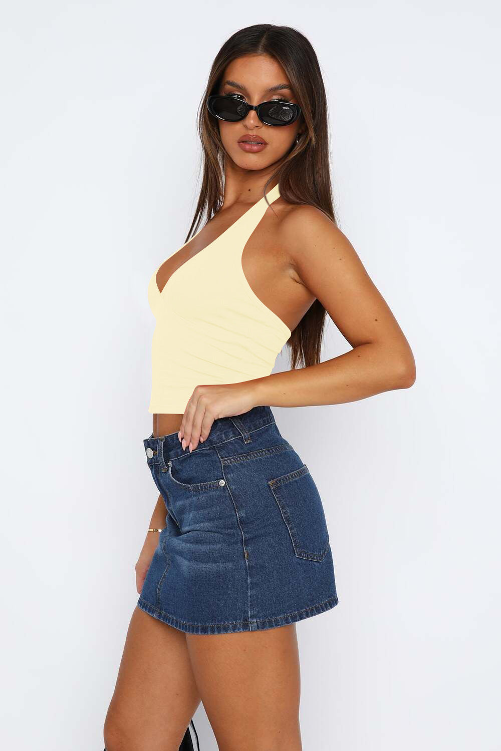 Lovelet Halter Neck Cropped Slim Cami - The Goddess Galleries