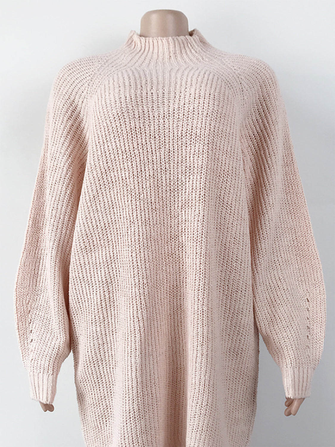 Mock Neck Dropped Shoulder Sweater Dress - The Goddess Galleries