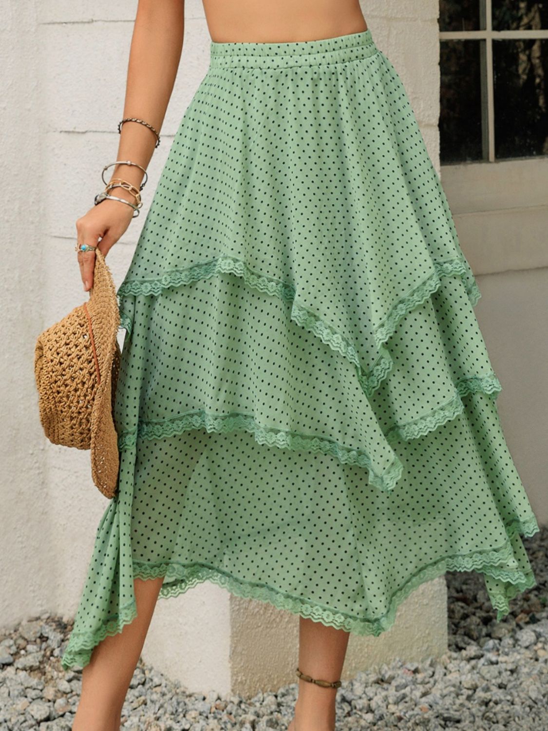 Lace Detail Layered Printed Skirt - The Goddess Galleries