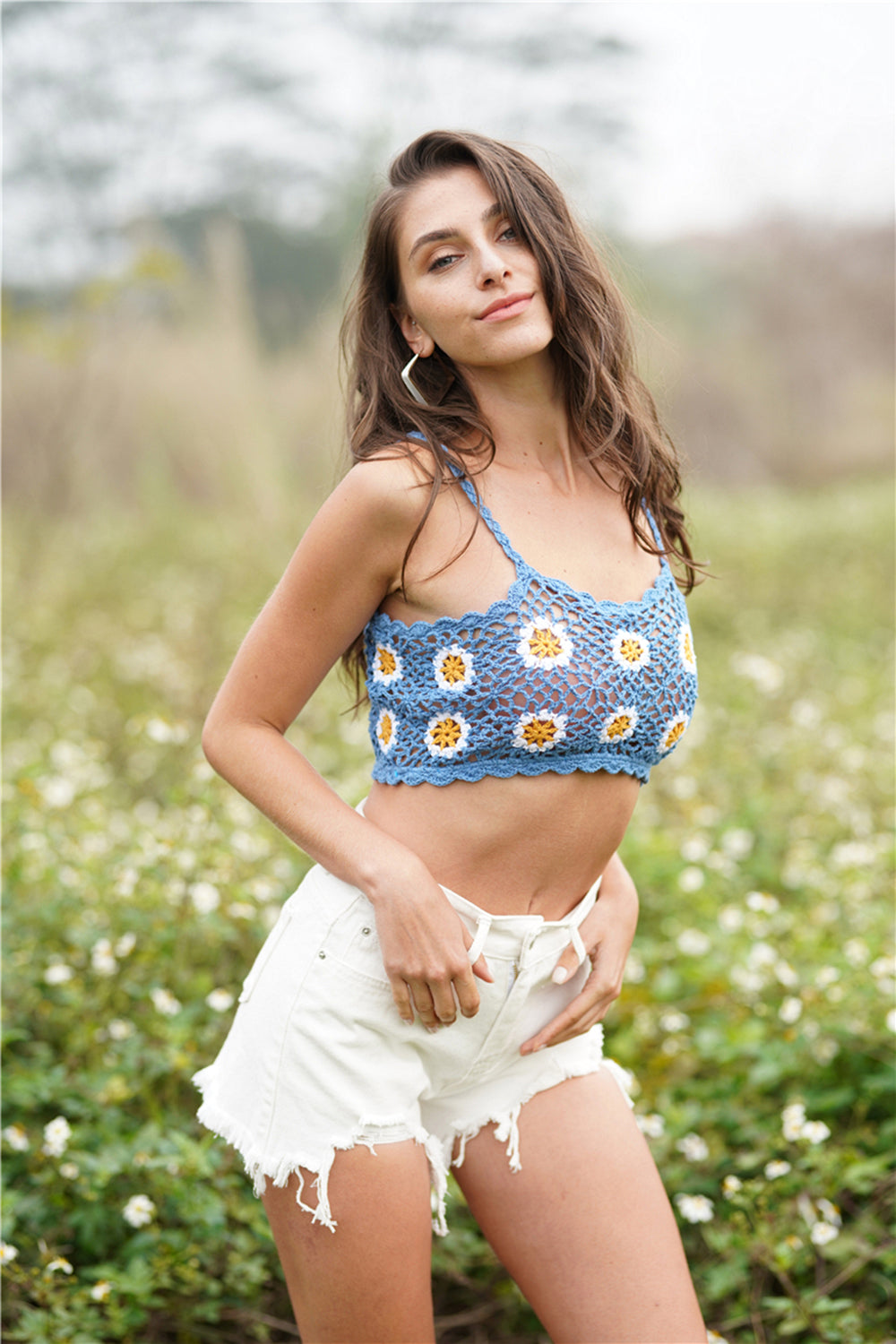Floral Crochet Cropped Cami - The Goddess Galleries