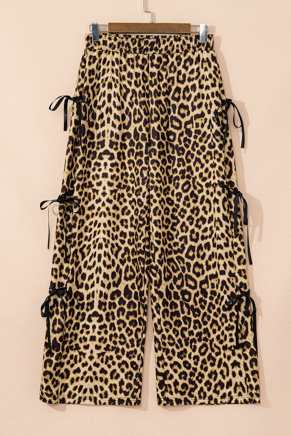 Leopard Bow Tie Elastic Waist Pants - The Goddess Galleries