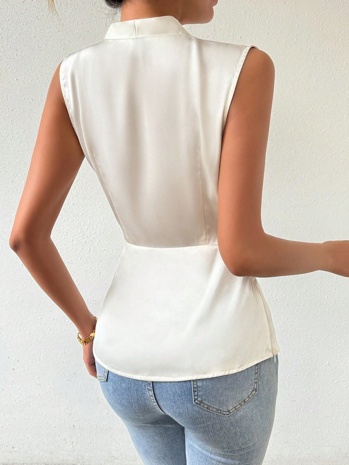 Surplice Sleeveless Satin Blouse - The Goddess Galleries