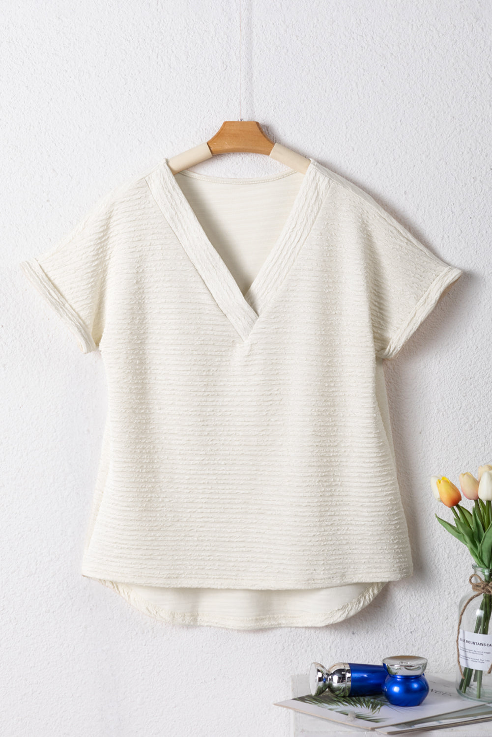 V-Neck Short Sleeve Blouse - The Goddess Galleries