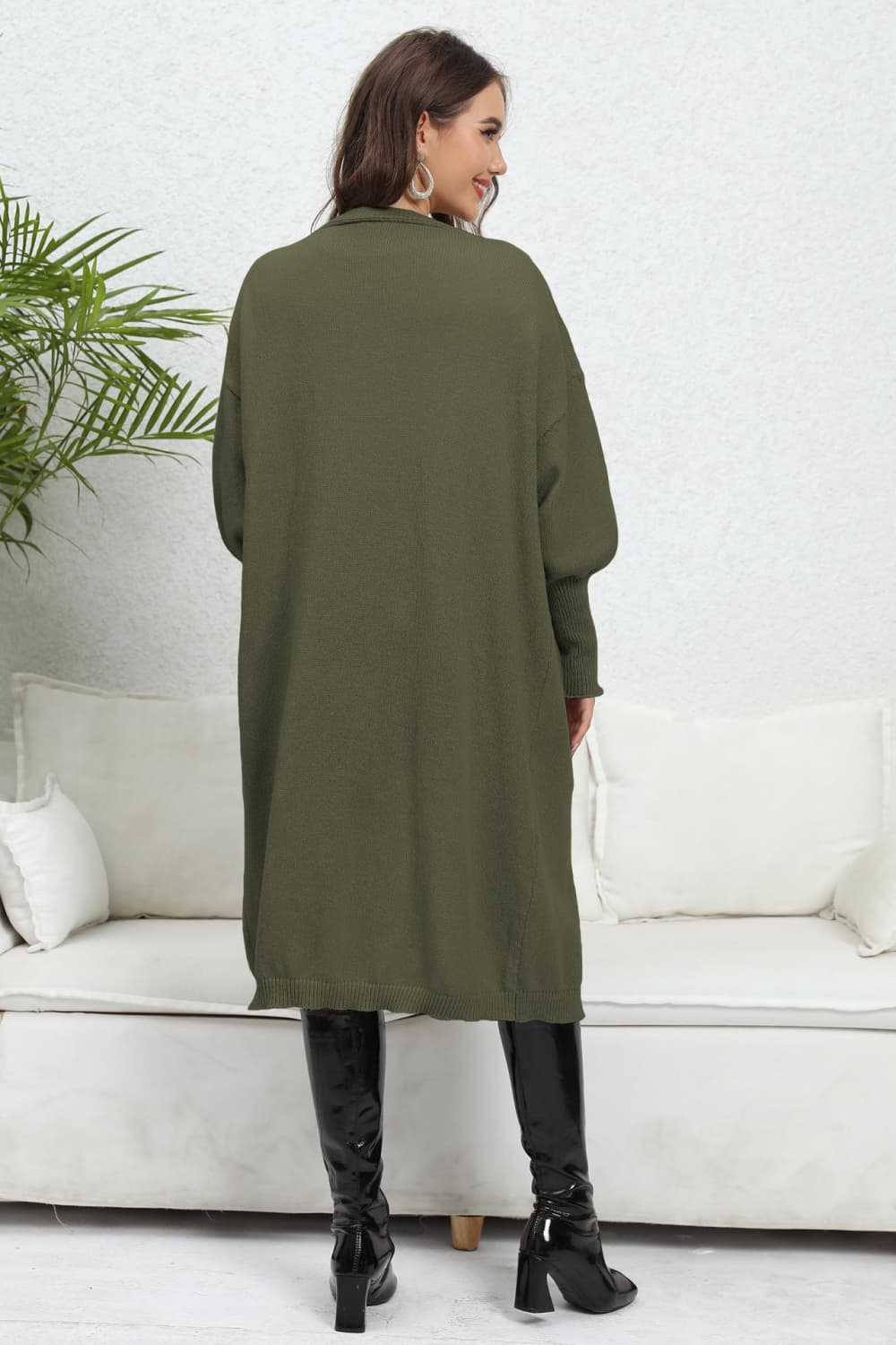 Open Front Dropped Shoulder Cardigan - The Goddess Galleries