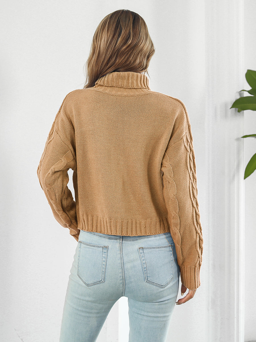 Turtleneck Dropped Shoulder Sweater - The Goddess Galleries