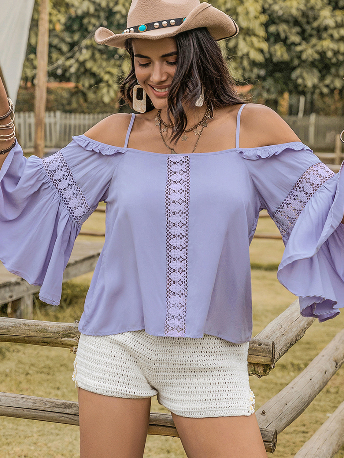 Square Neck Flare Sleeve Blouse - The Goddess Galleries