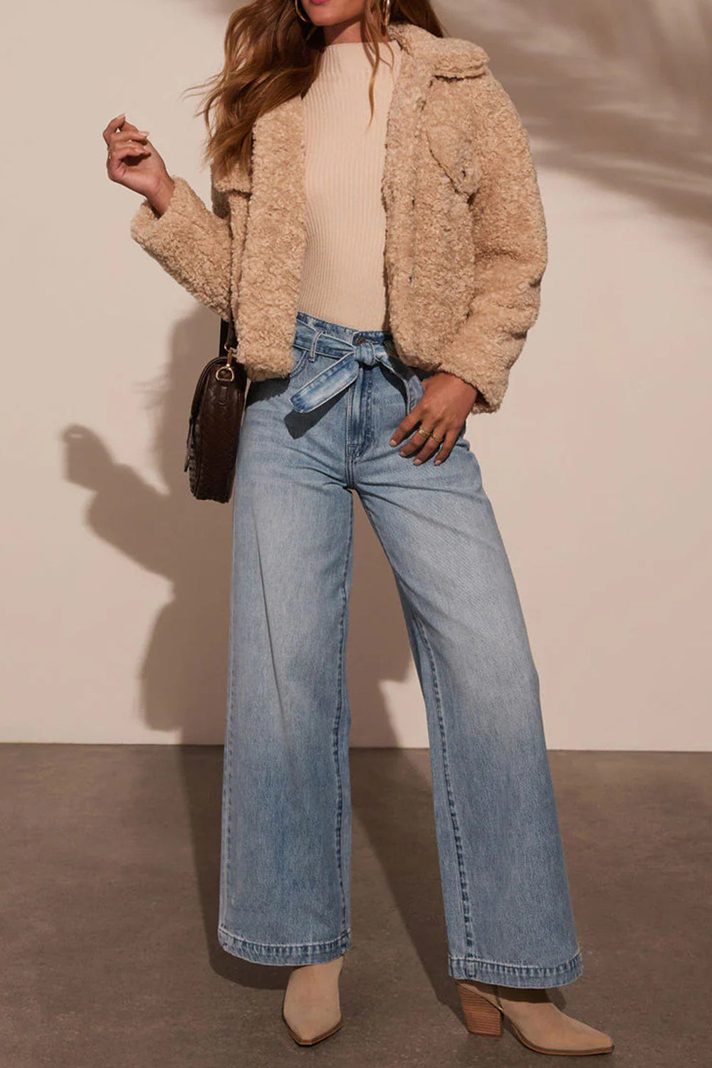 Tied Wide Leg Jeans with Pockets - The Goddess Galleries