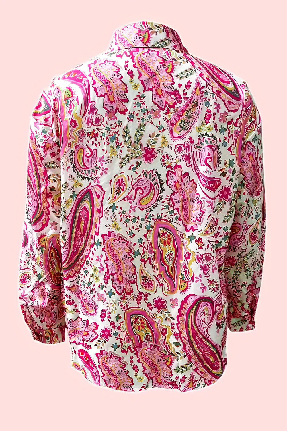 Printed Collared Neck Long Sleeve Shirt - The Goddess Galleries