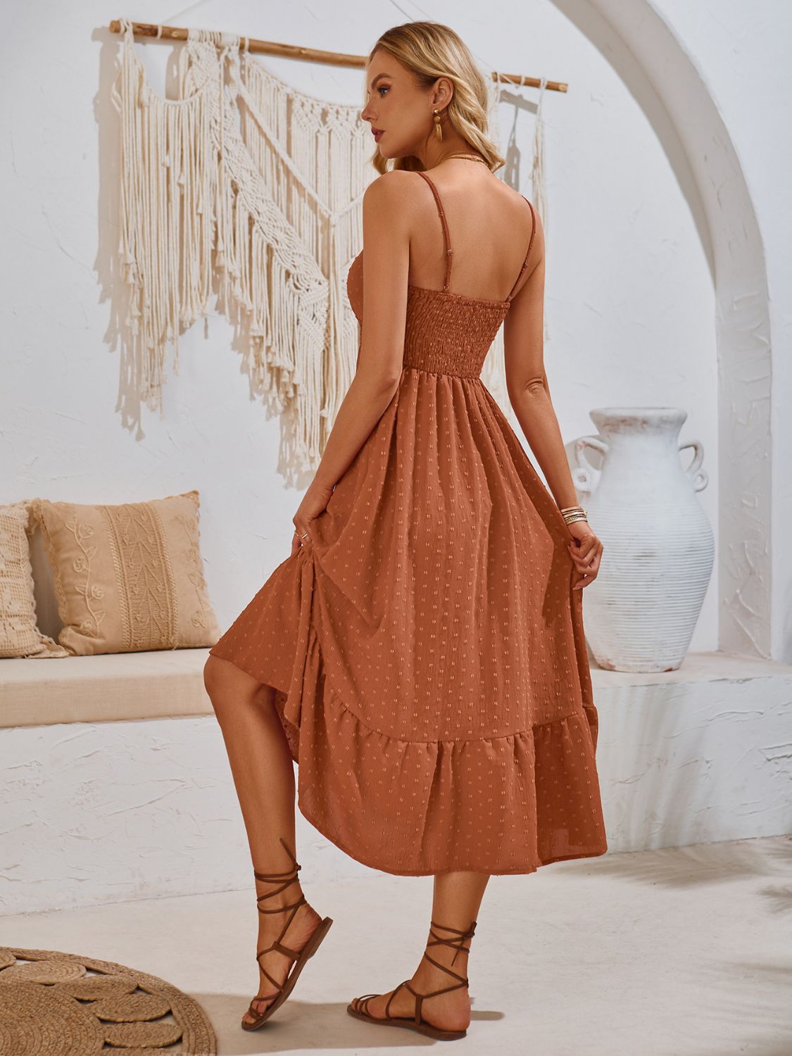 Swiss Dot V-Neck Cami Dress - The Goddess Galleries