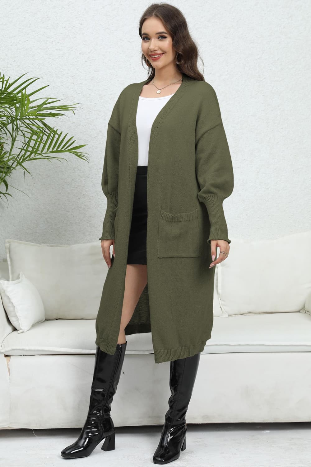 Open Front Dropped Shoulder Cardigan - The Goddess Galleries
