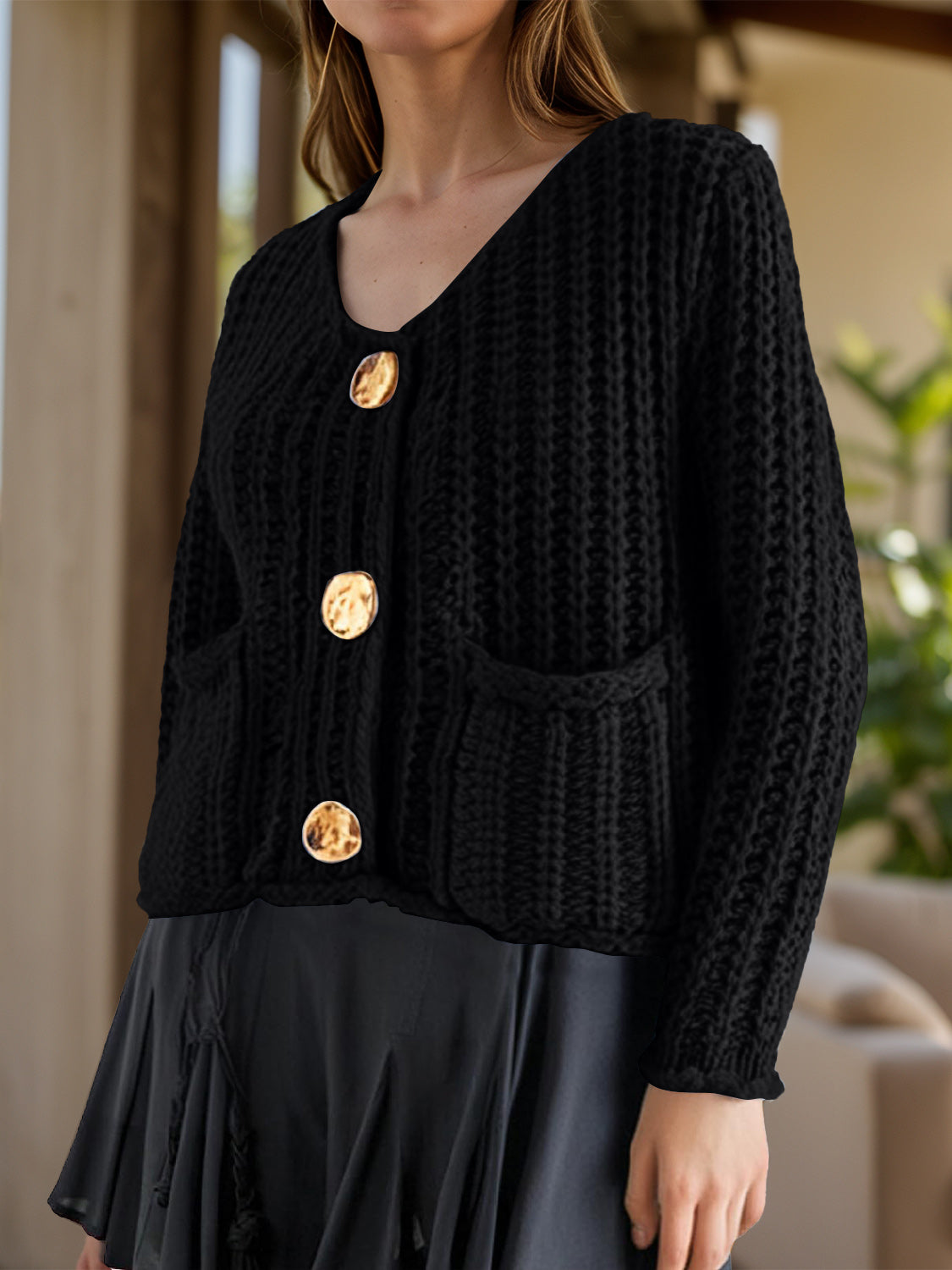 Button Down Long Sleeve Cardigan - The Goddess Galleries