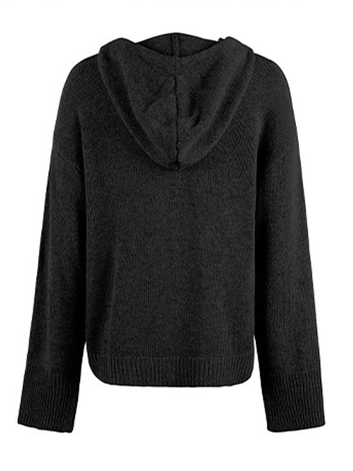 Drawstring Button Up Hooded Cardigan - The Goddess Galleries