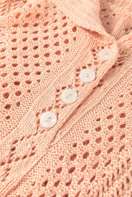 Cutout Collared Neck Three-Quarter Sleeve Sweater - The Goddess Galleries
