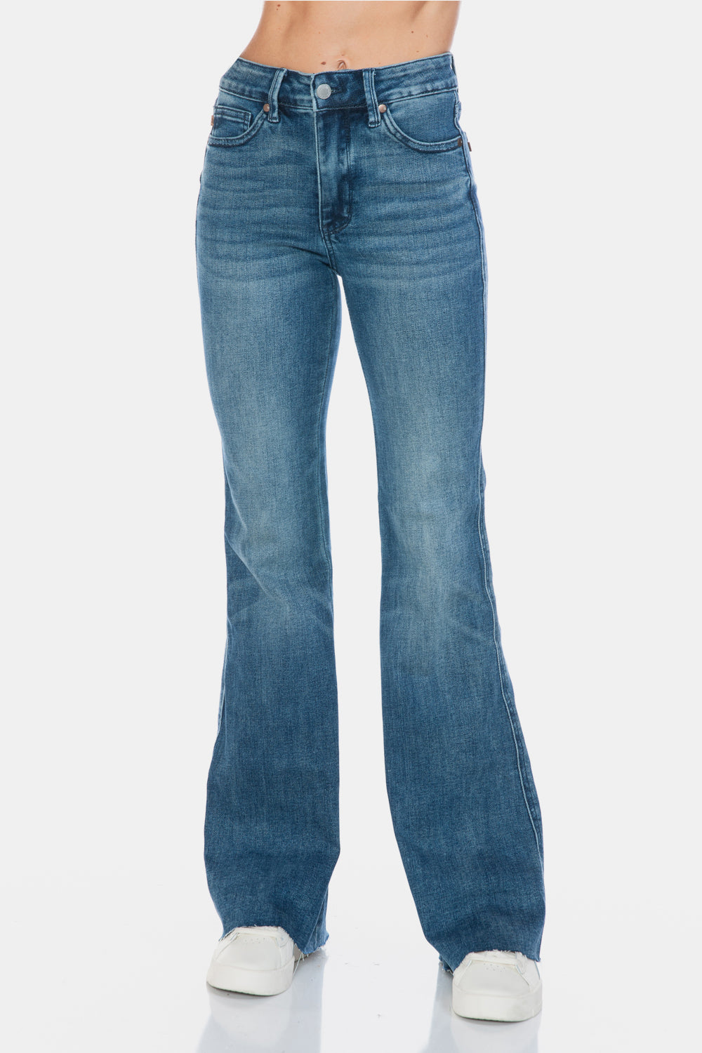Judy Blue Full Size Tummy Control Cut Hem Flare Jeans - The Goddess Galleries
