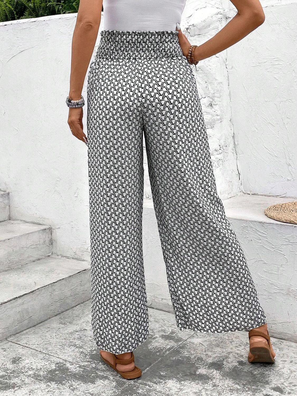 Tied Printed Wide Leg Pants - The Goddess Galleries