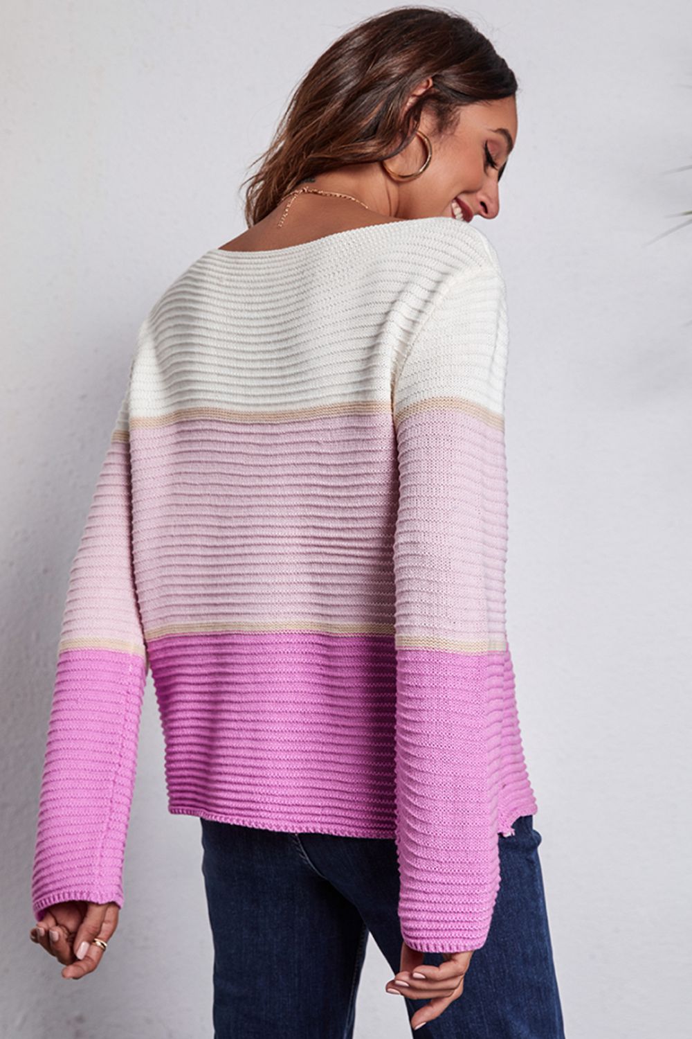 Color Block Horizontal Ribbing Sweater - The Goddess Galleries