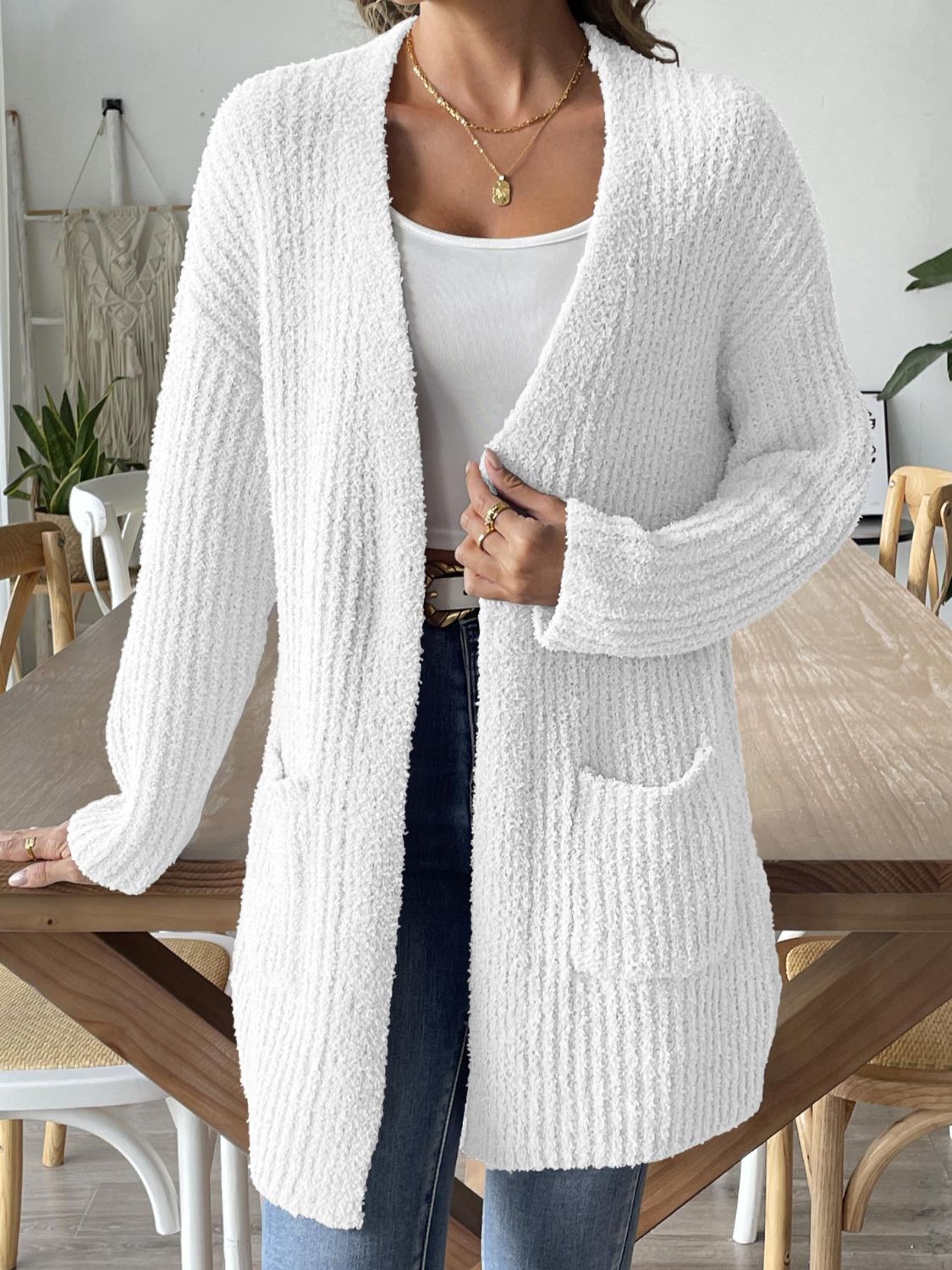 Open Front Long Sleeve Cardigan - The Goddess Galleries