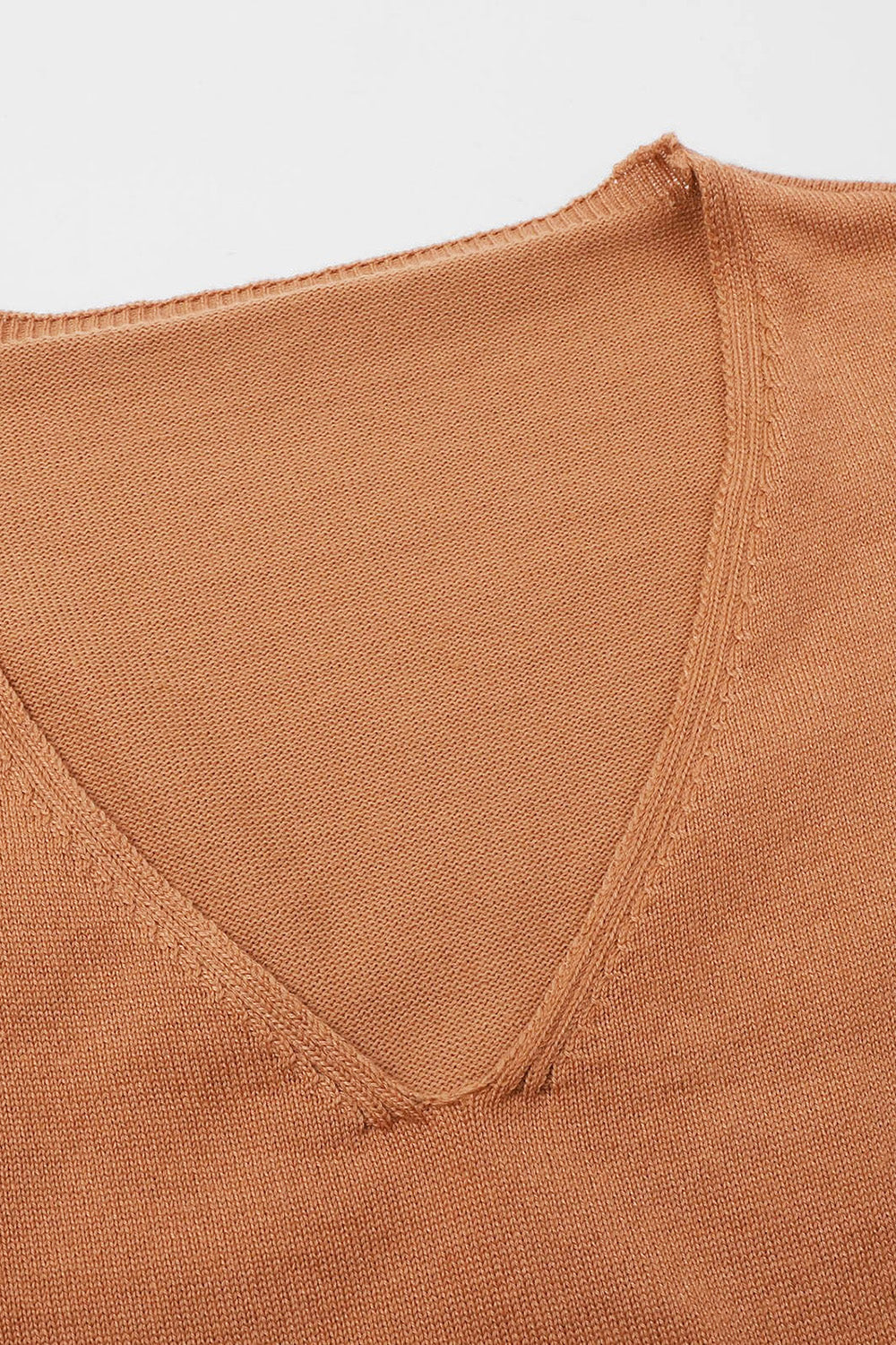 Slit V-Neck Half Sleeve Knit Top - The Goddess Galleries