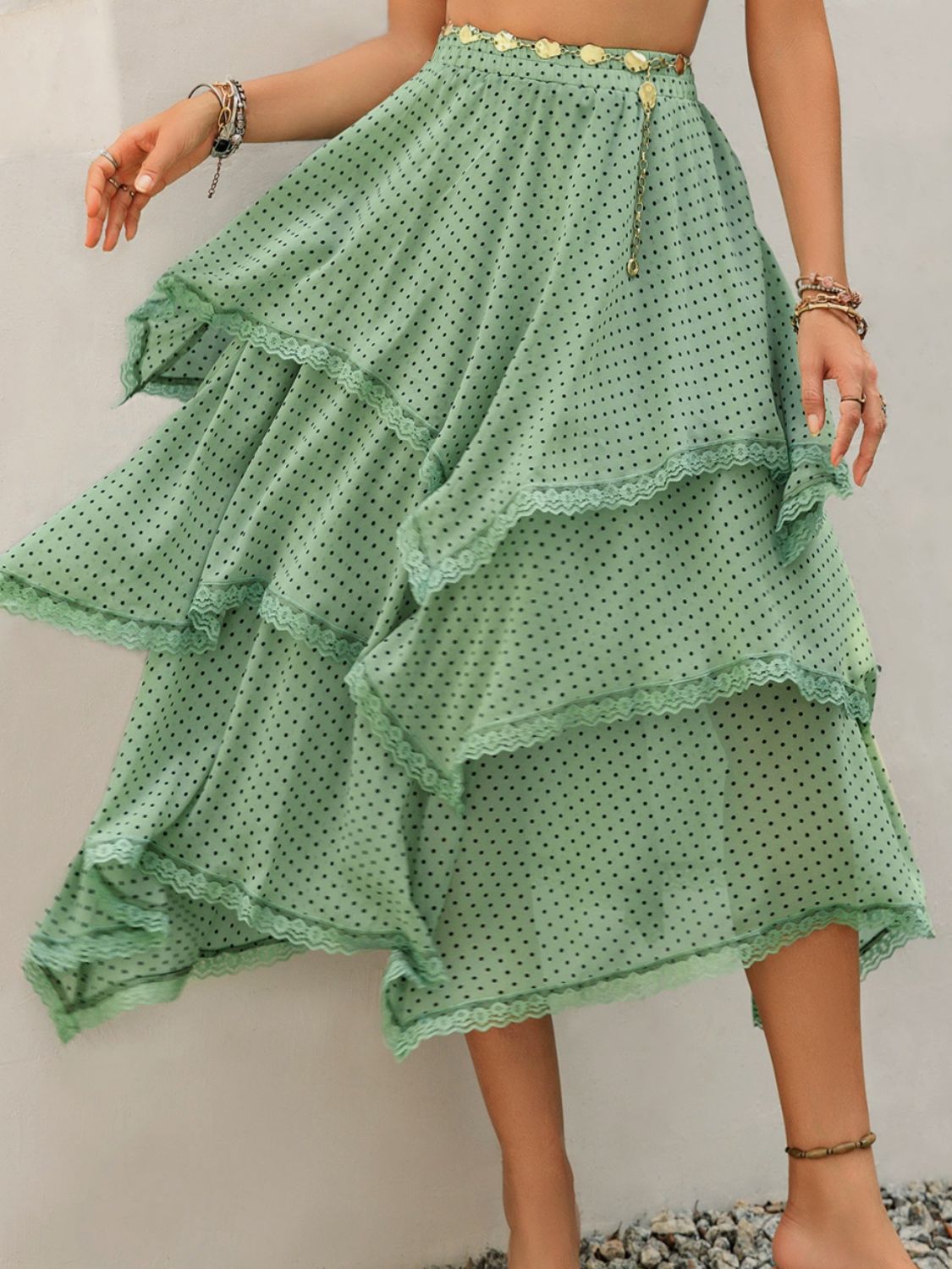 Lace Detail Layered Printed Skirt - The Goddess Galleries