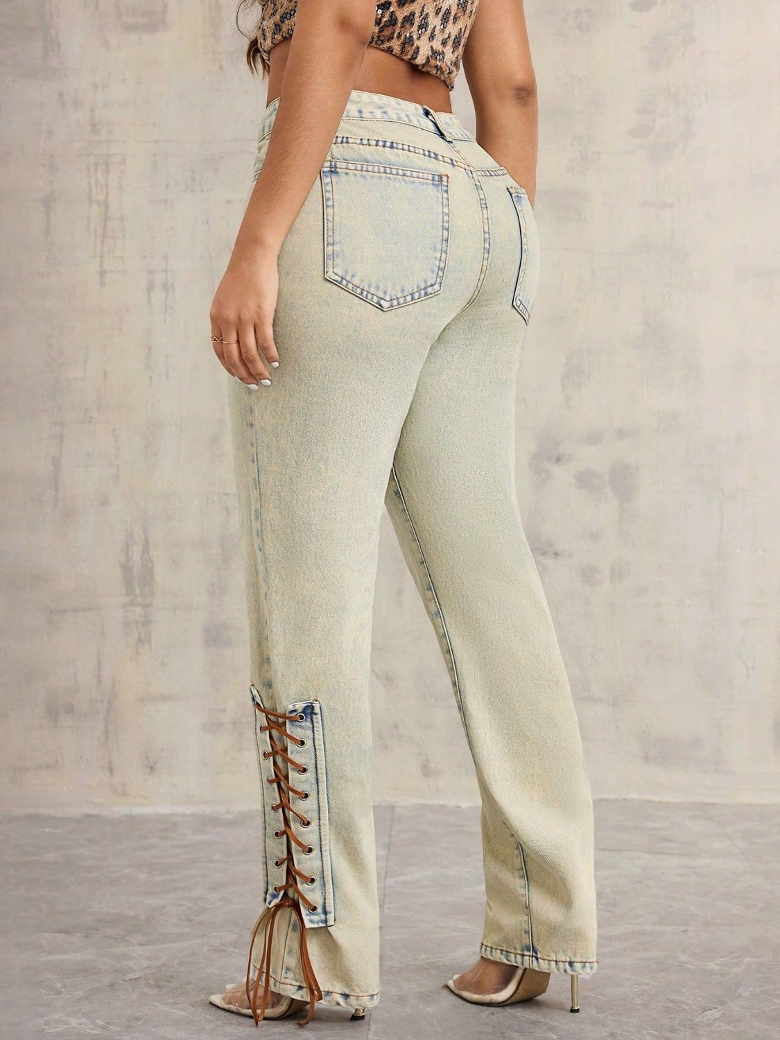 Lace-Up High Rise Jeans - The Goddess Galleries