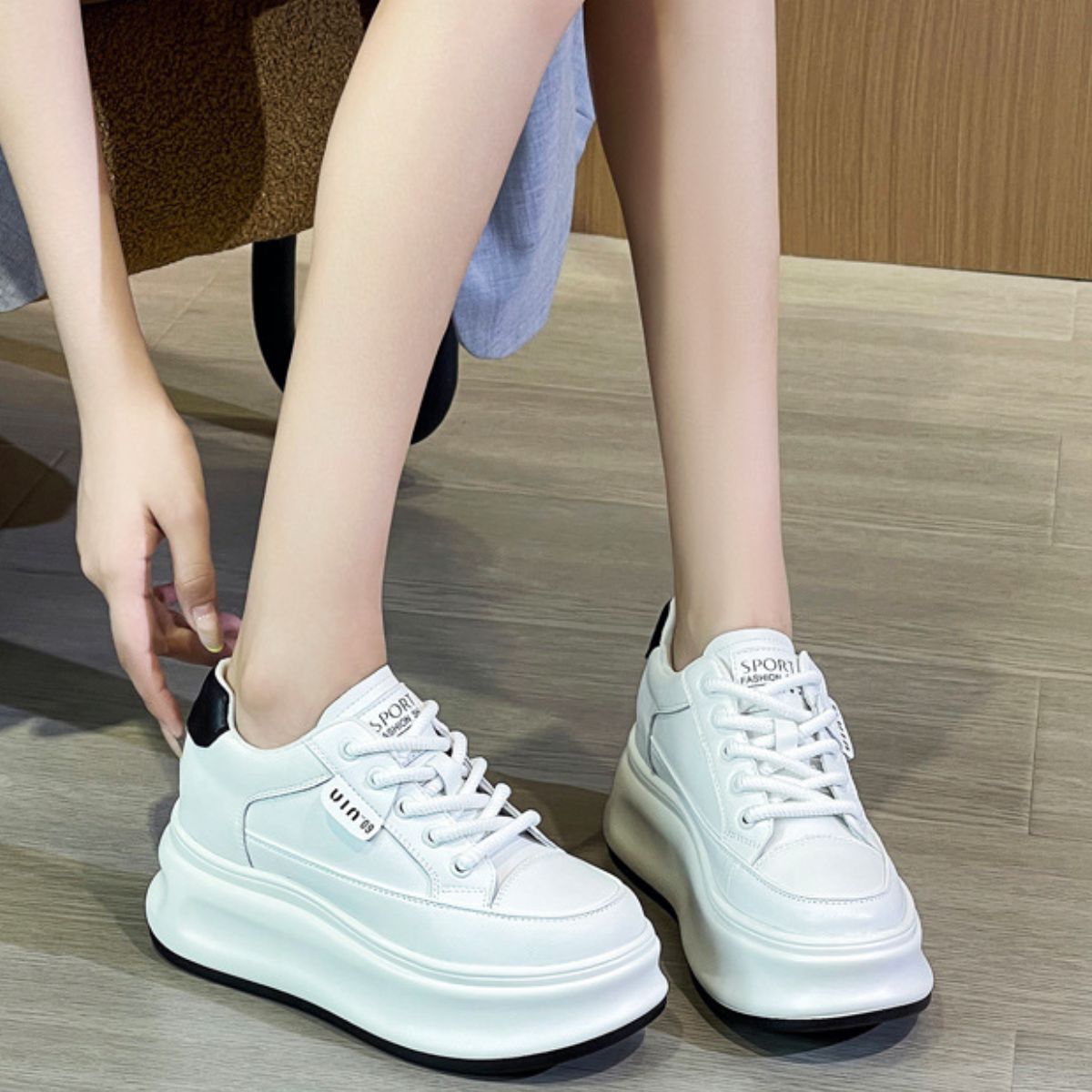 Lace Up Round Toe Platform Sneakers - The Goddess Galleries