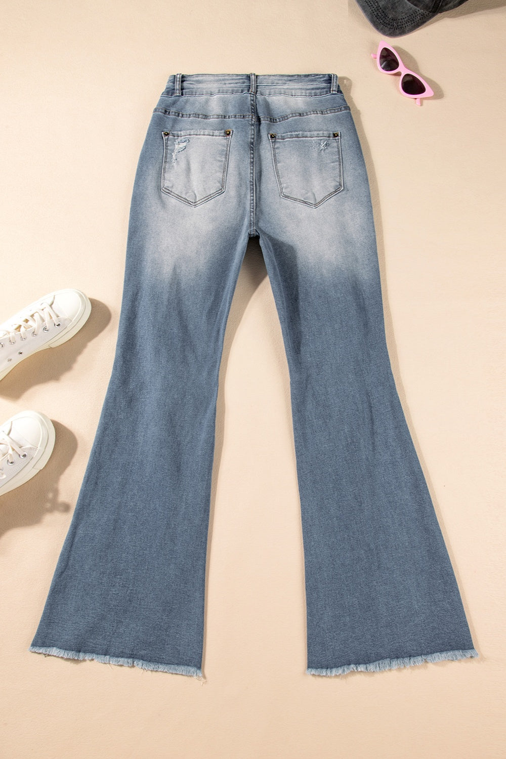 Distressed Raw Hem Bootcut Jeans - The Goddess Galleries