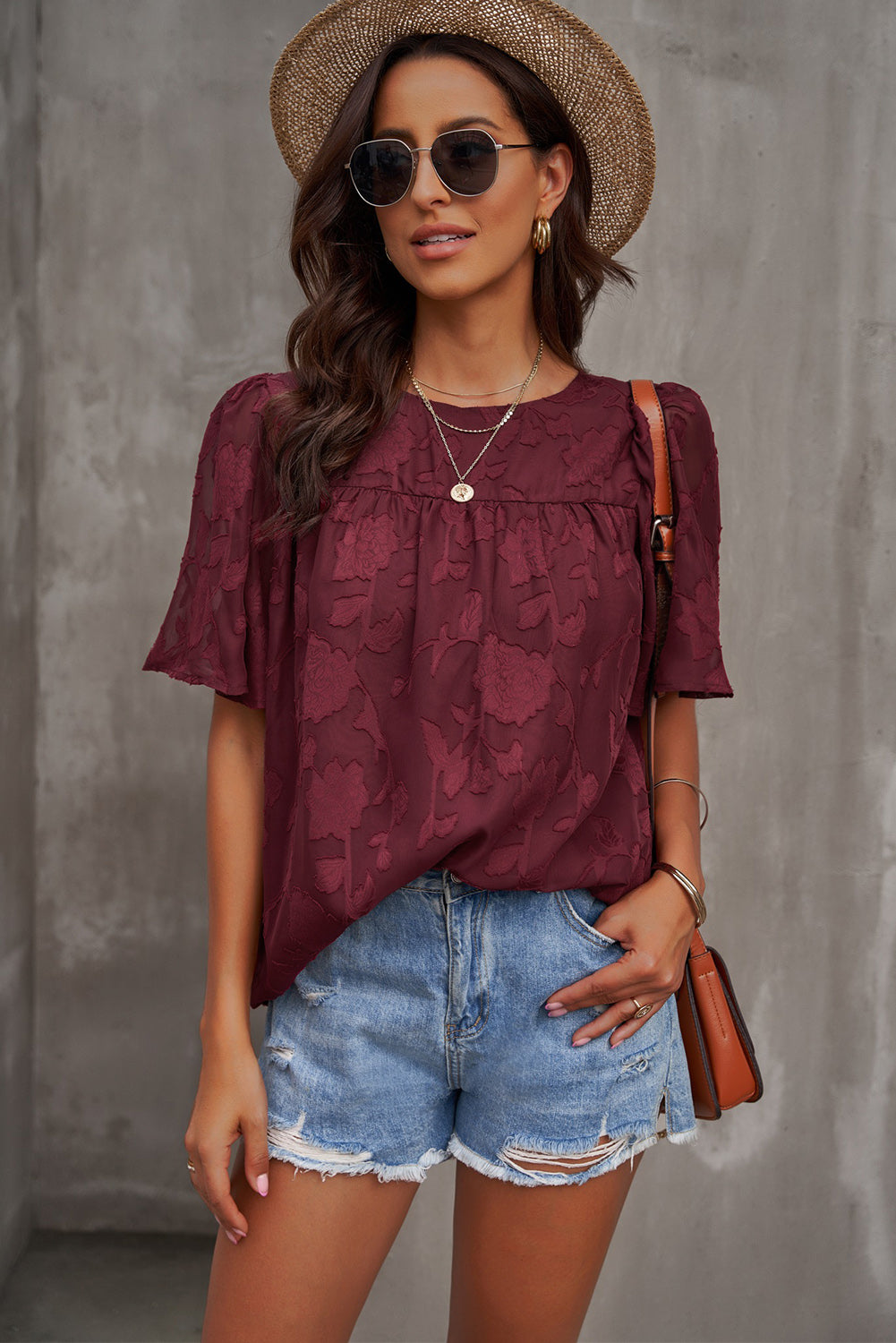 Round Neck Puff Sleeve Blouse - The Goddess Galleries
