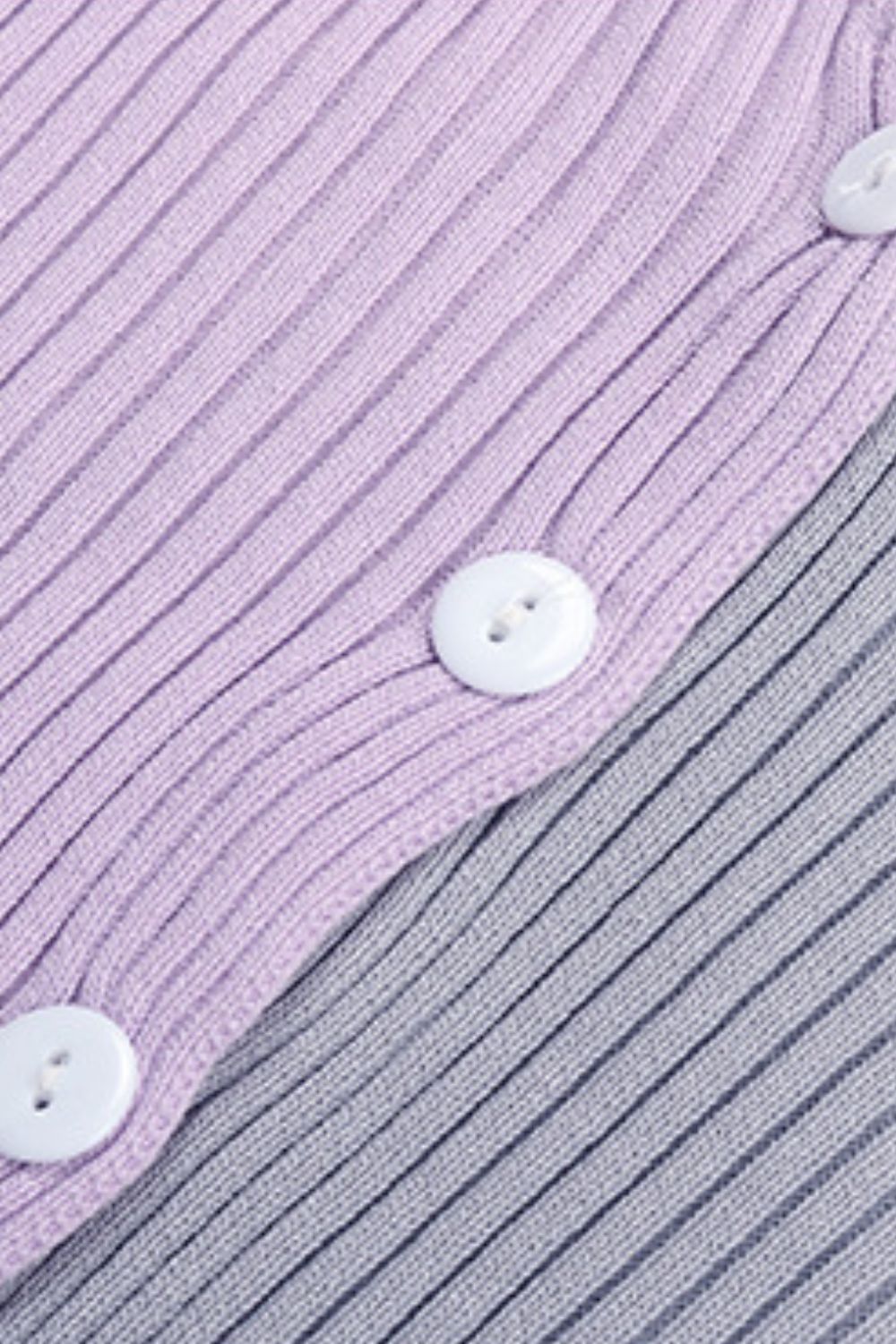 Perfee Contrast Button Up Long Sleeve Cardigan - The Goddess Galleries