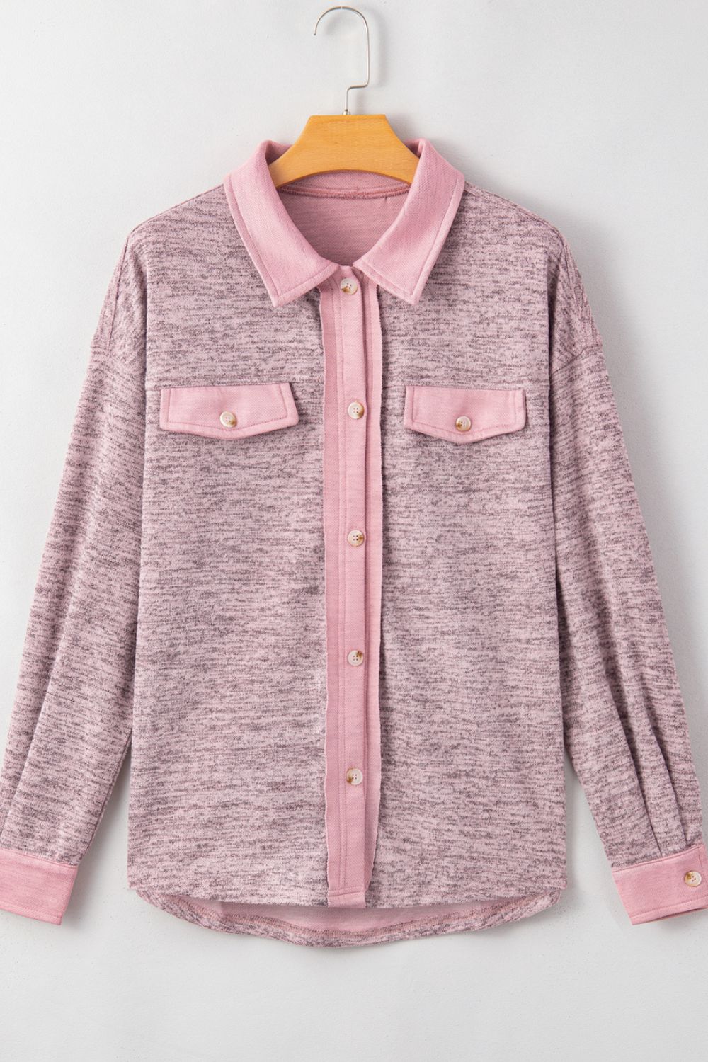 Contrast Trim Button Up Shacket - The Goddess Galleries
