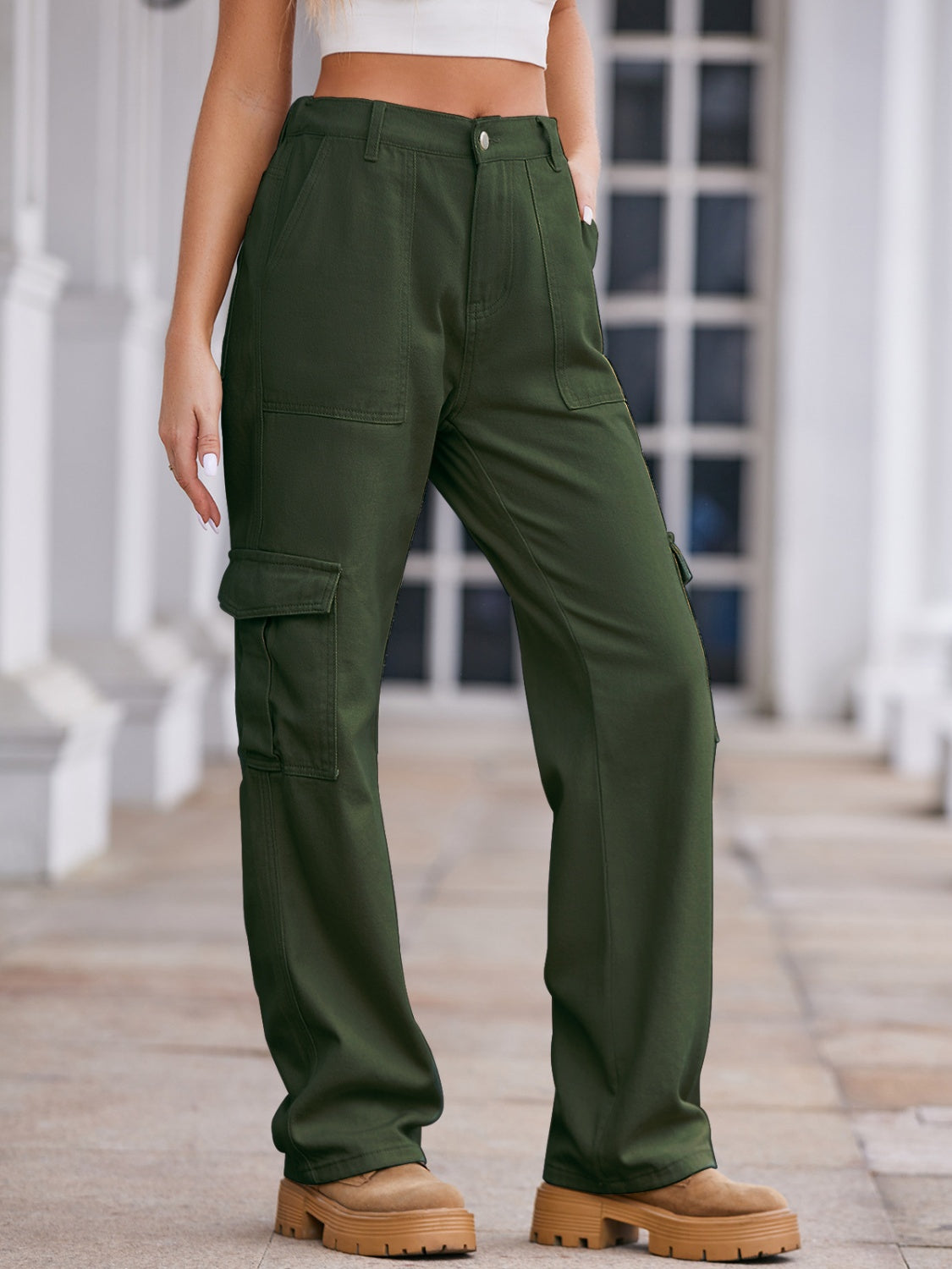 Straight Denim Cargo Pants - The Goddess Galleries