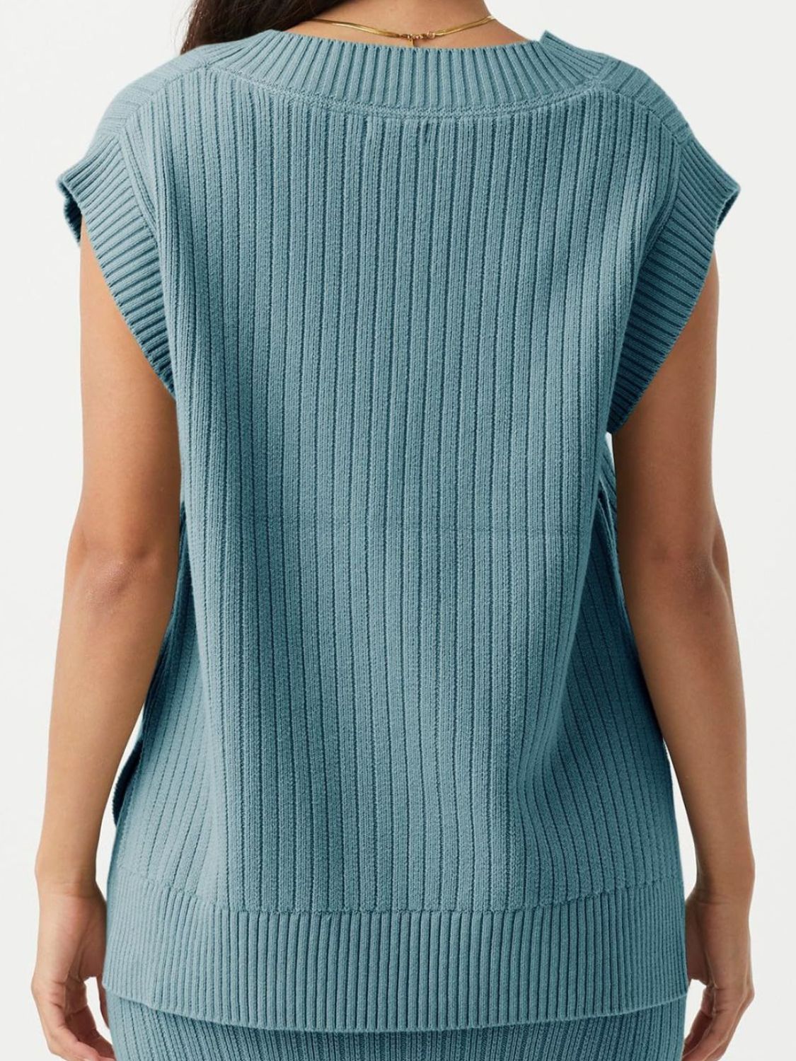 Mandy Ribbed V-Neck Sweater Vest - The Goddess Galleries