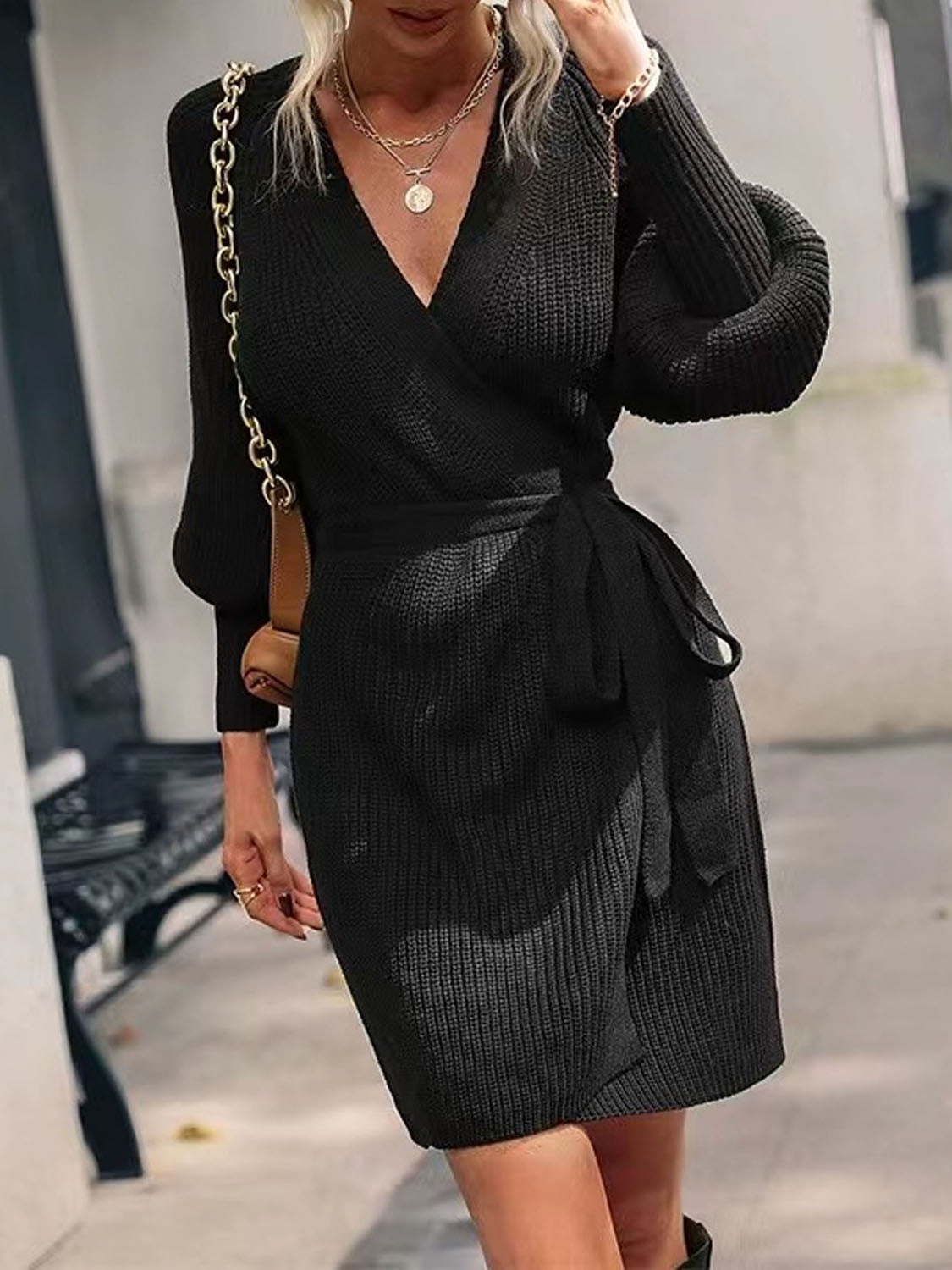 Open Front Lantern Sleeve Tied Cardigan - The Goddess Galleries