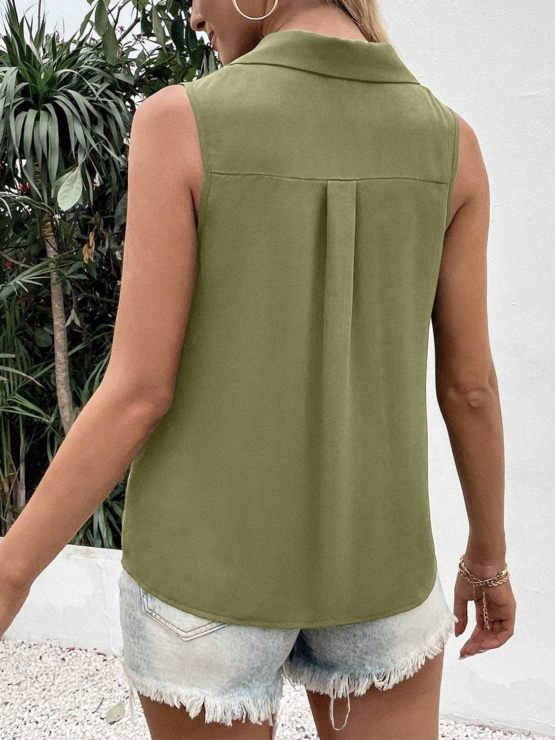 Full Size Johnny Collar Button Up Tank - The Goddess Galleries
