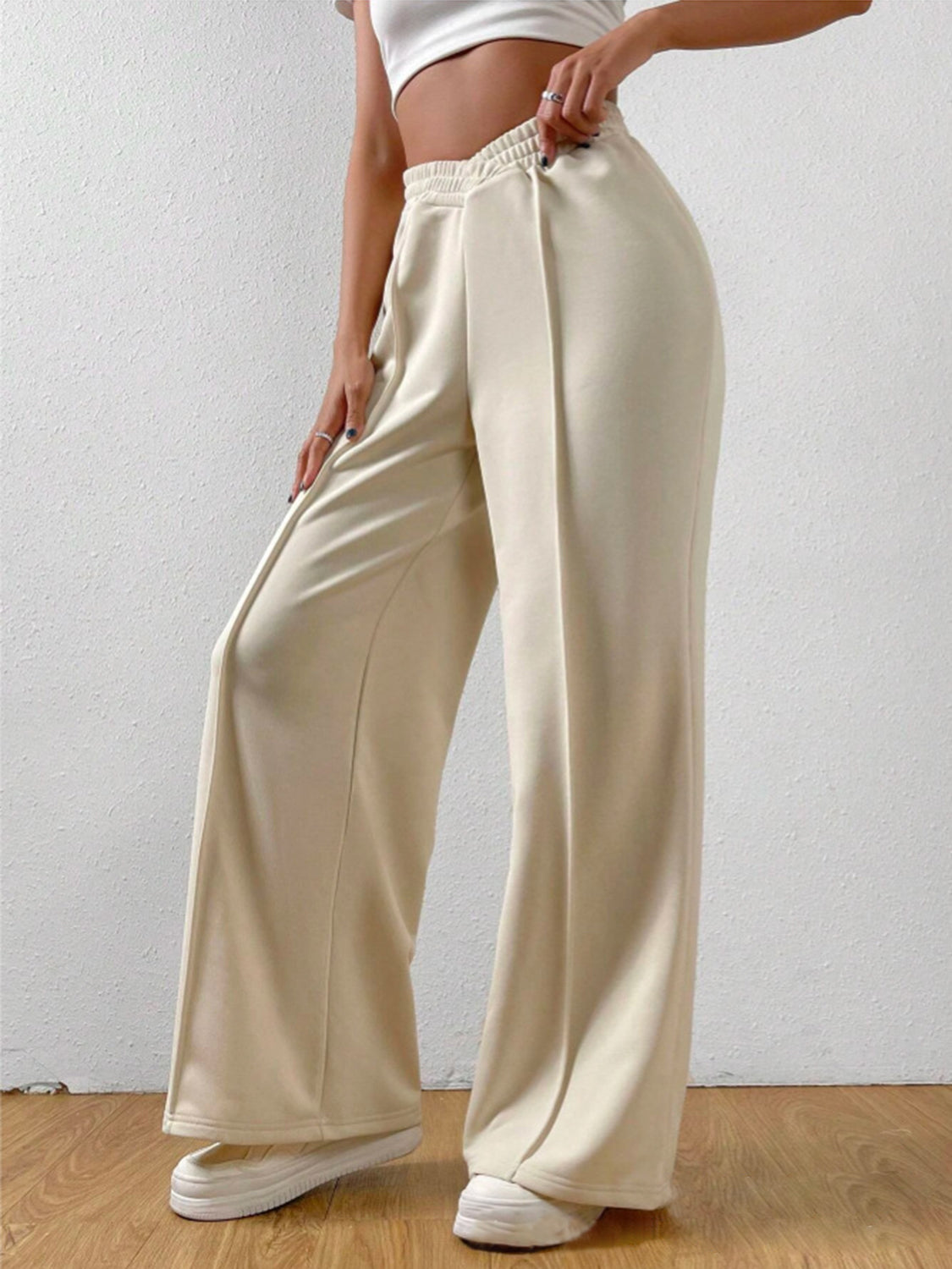 Elastic Waist Wide Leg Pants - The Goddess Galleries