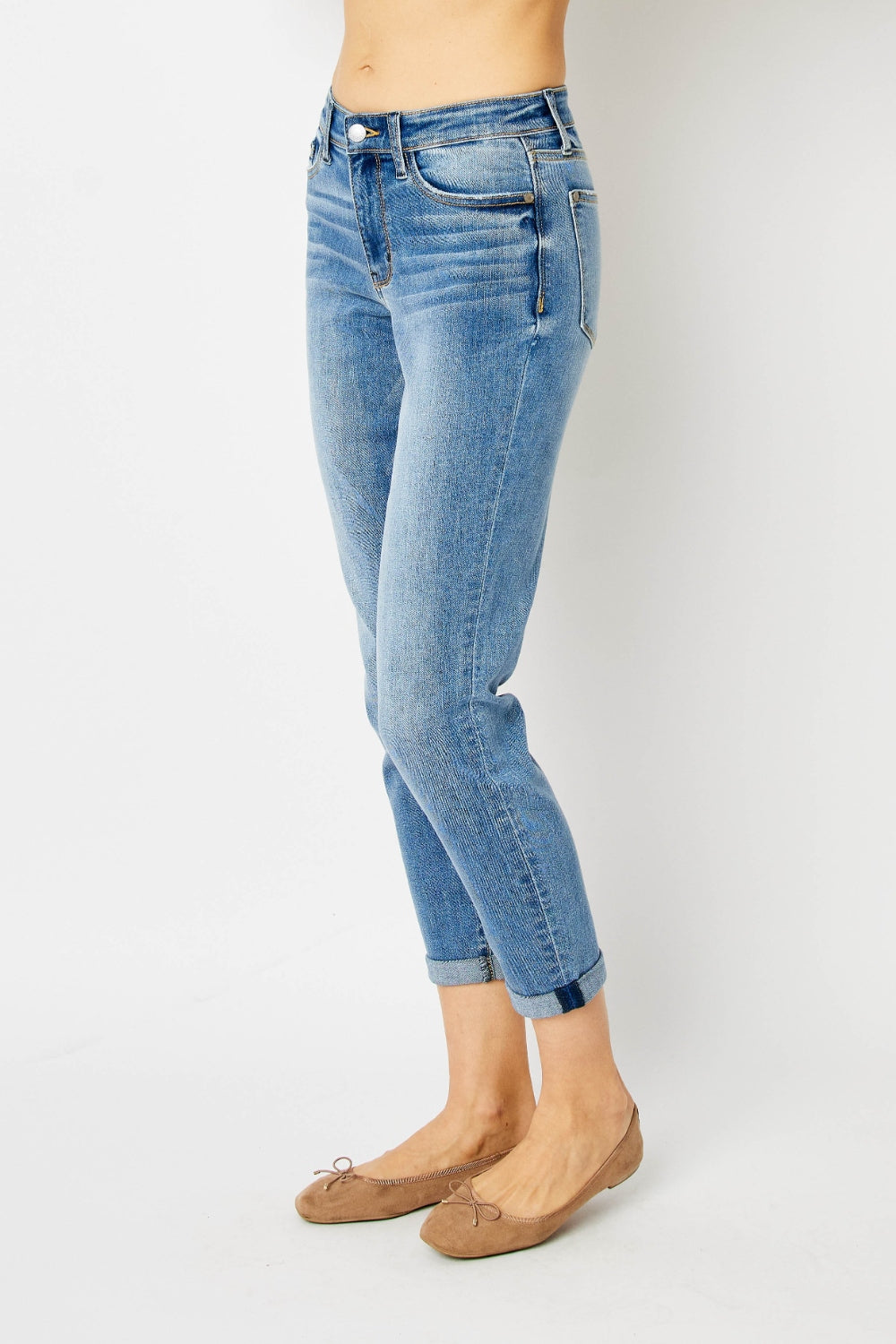 Judy Blue Full Size Cuffed Hem Slim Jeans - The Goddess Galleries