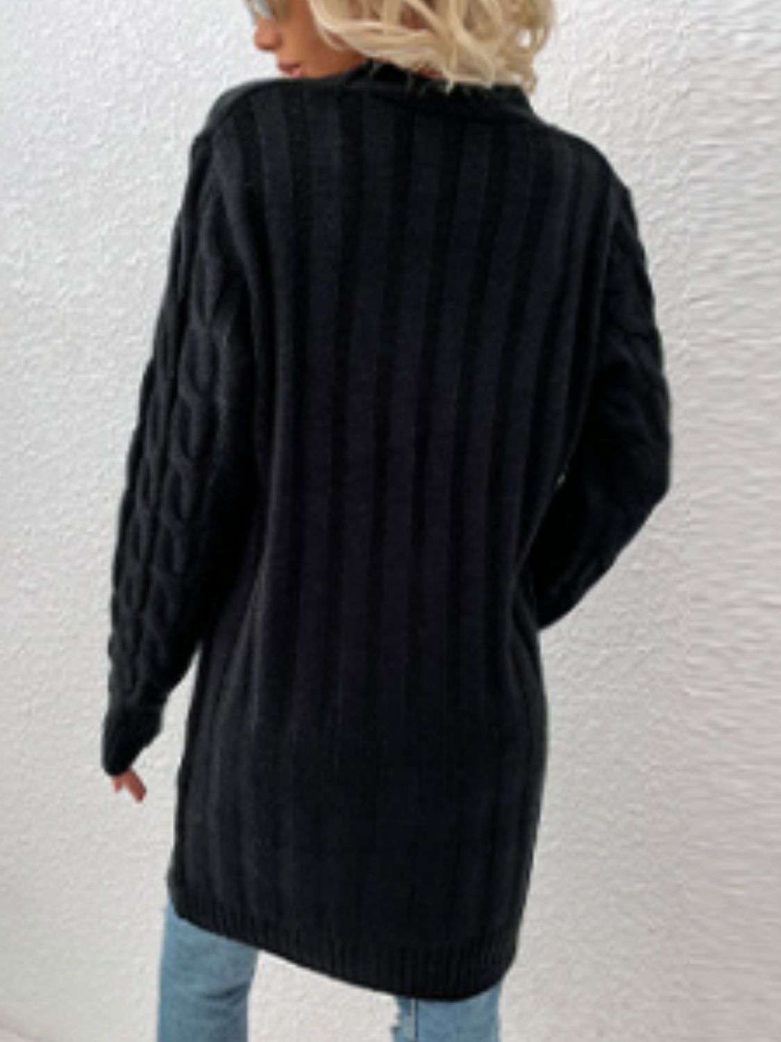Cable-Knit Button Down Cardigan with Pockets - The Goddess Galleries