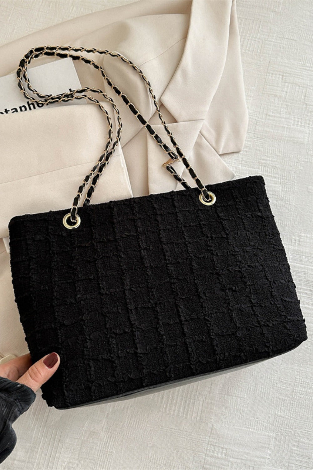 Polyester Texture Chain Tote bag - The Goddess Galleries