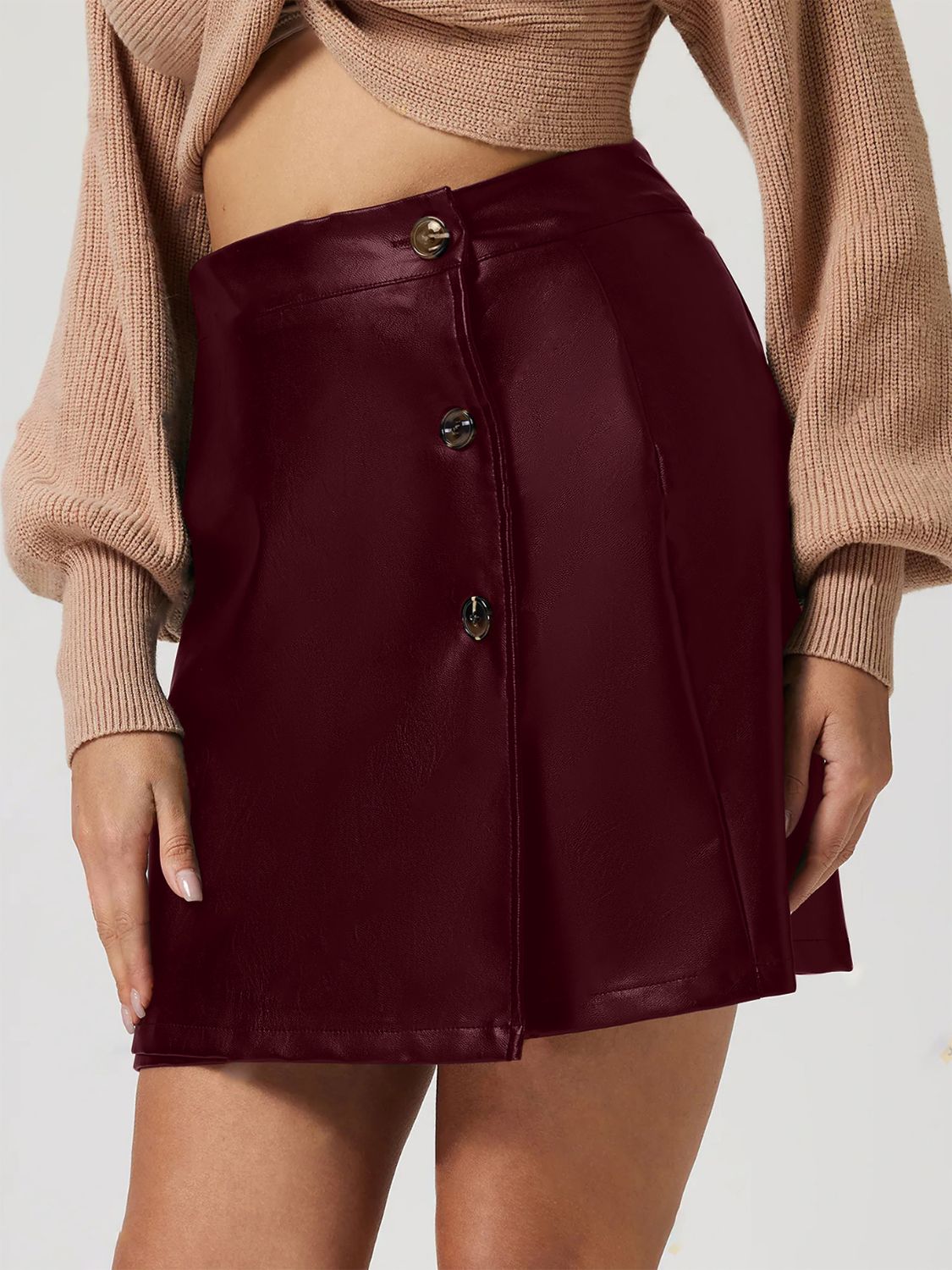 Buttoned High Rise Mini Skirt - The Goddess Galleries