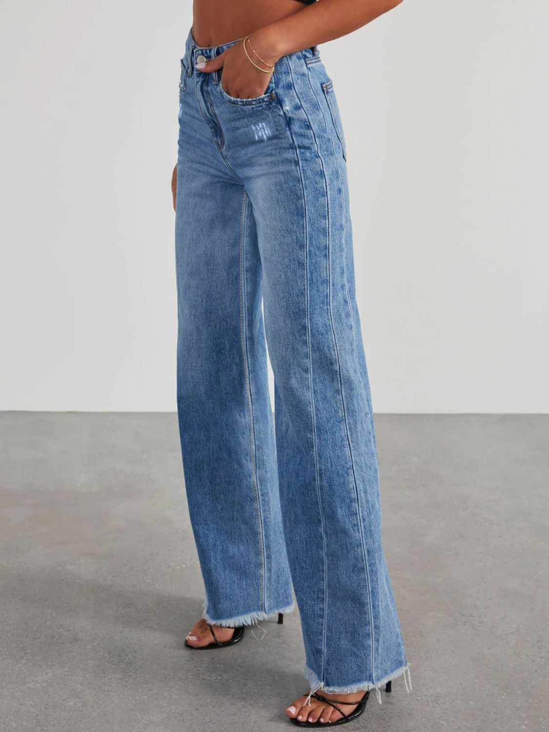 Raw Hem Wide Leg Jeans - The Goddess Galleries
