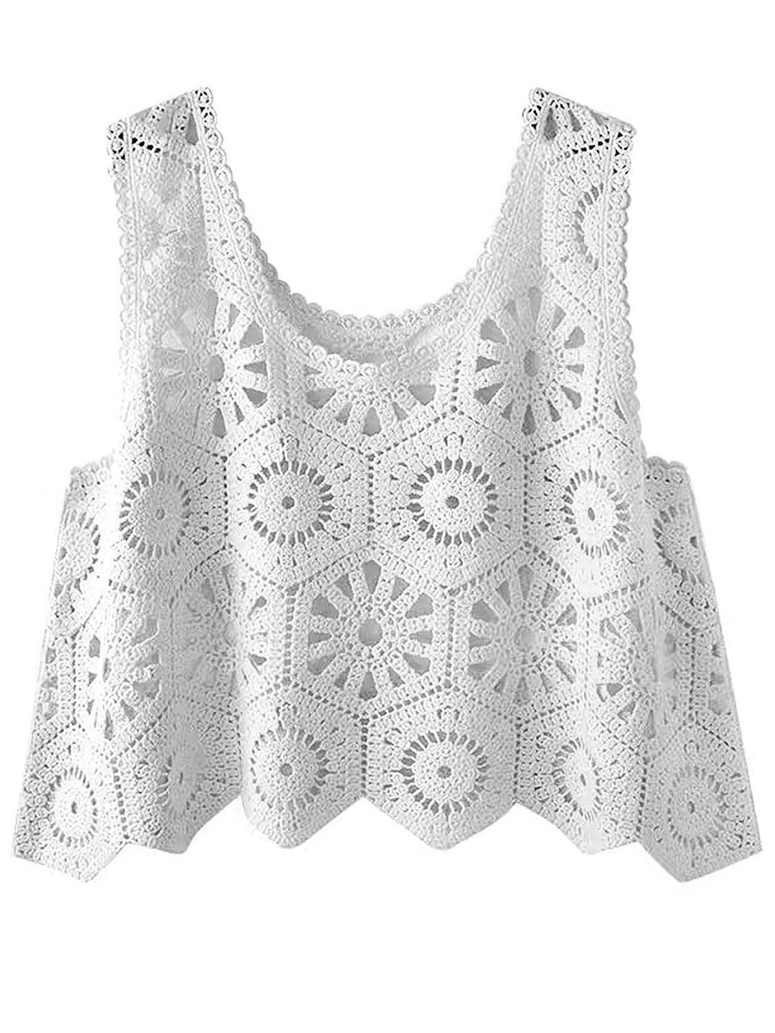 Openwork Round Neck Knit Vest - The Goddess Galleries