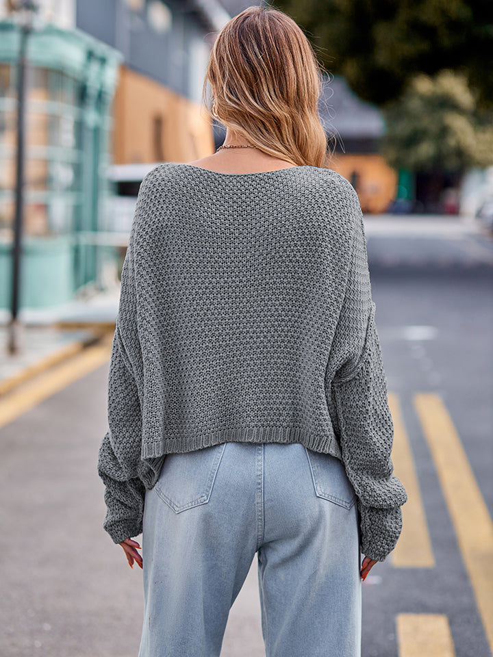 Round Neck Cable-Knit Sweater - The Goddess Galleries