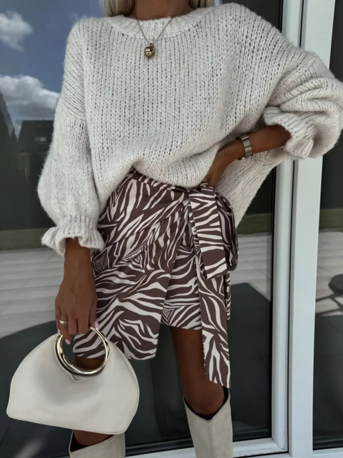 Round Neck Long Sleeve Sweater - The Goddess Galleries